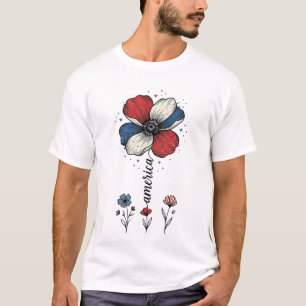 Amerikaanse bloemige patriottische vintage vectoro t-shirt