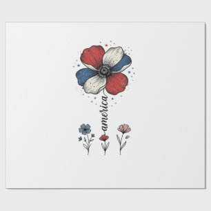Amerikaanse bloemrijke patriottische vintage vecto cadeaupapier