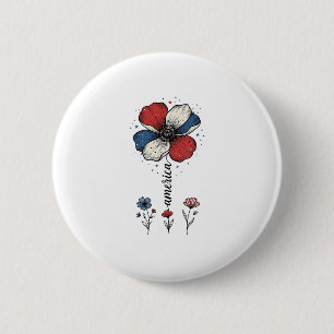 Amerikaanse bloemrijke patriottische vintage vecto ronde button 5,7 cm