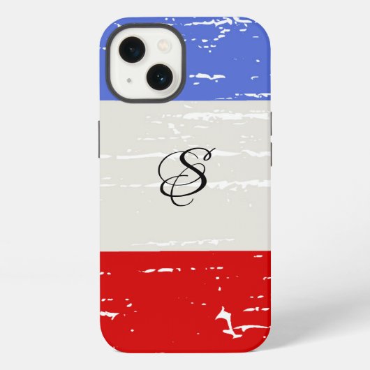 Amerikaanse Blokken Solide Monogram iPhone Hoesje (Achterkant)