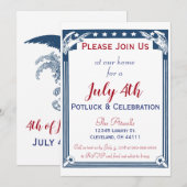  Amerikaanse Blue Stars Eagle 4 juli Potluck Kaart (Voorkant / Achterkant)