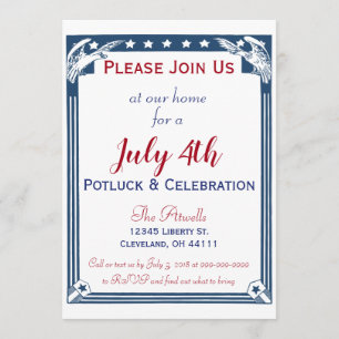  Amerikaanse Blue Stars Eagle 4 juli Potluck Kaart