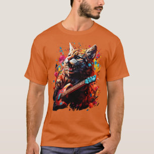 Amerikaanse Bobcat Spelen Gitaar T-shirt