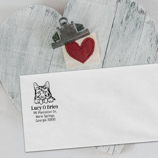 Amerikaanse bobtail cat retouradres rubberstempel