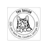 Amerikaanse bobtail cat retouradres rubberstempel (Afrduk)