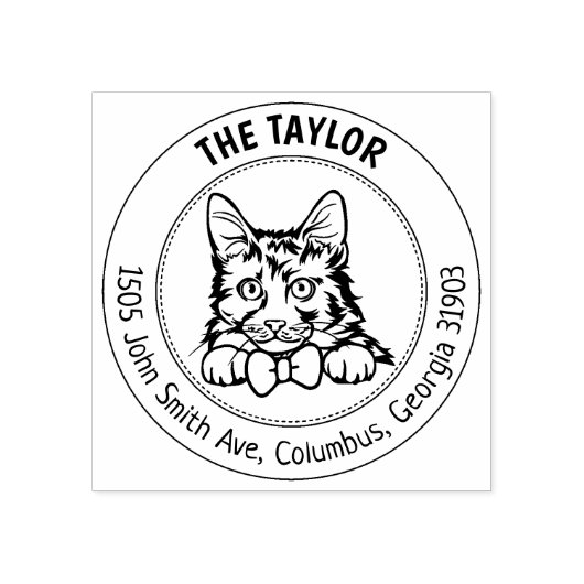 Amerikaanse bobtail cat retouradres rubberstempel (Afrduk)