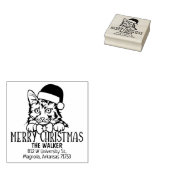 Amerikaanse bobtail kat terug adres kerst rubberstempel (Gestempeld)