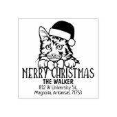 Amerikaanse bobtail kat terug adres kerst rubberstempel (Afrduk)