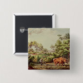 Amerikaanse Boerderijen scènes Vierkante Button 5,1 Cm (Voorkant /achterkant)