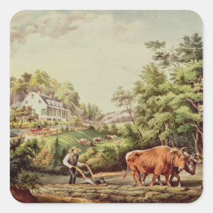 Amerikaanse Boerderijen scènes Vierkante Sticker