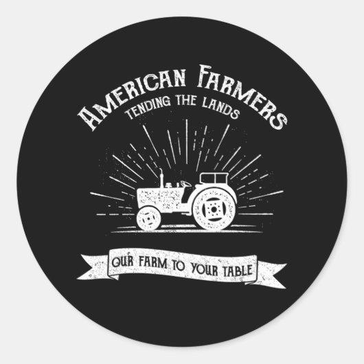 Amerikaanse boeren Tractor Boerderij Farming Ranch Ronde Sticker (Voorkant)