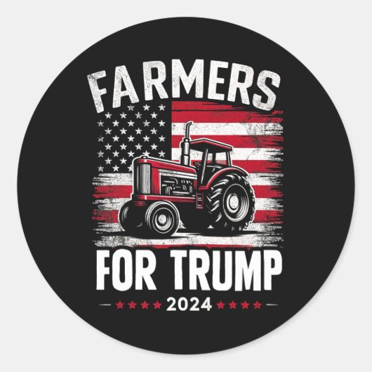 Amerikaanse boeren voor Trump verkiezing VS vlag Ronde Sticker (Voorkant)