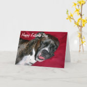 Amerikaanse bokser Happy Vaderdag Kaart (Gele Bloem)