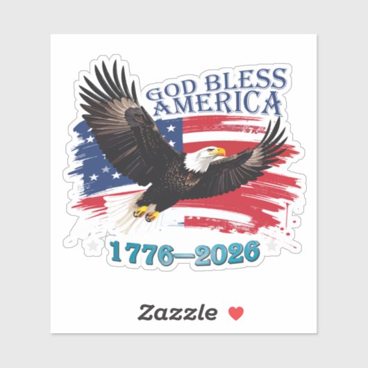 Amerikaanse Bold Eagle God Bless America 250 Jaar Sticker (Vel)