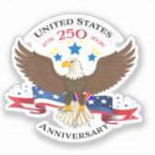 Amerikaanse Bold Eagle Patriottisch Jubileum USA Sticker (Voorkant)