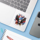 Amerikaanse Bold Eagle Patriottische VS Sticker (Laptop met iPhone)