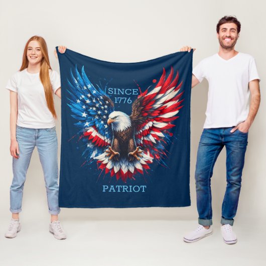 Amerikaanse Bold Eagle Vlagkleuren Fleece Deken (In situ)