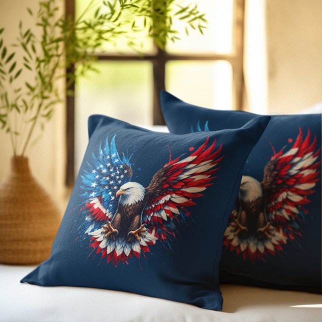 Amerikaanse Bold Eagle Vlagkleuren Kussen (Creator heeft geüpload)