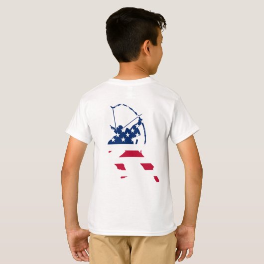 Amerikaanse boogschieten Amerikaanse vlag T-shirt (Achterkant volledig)