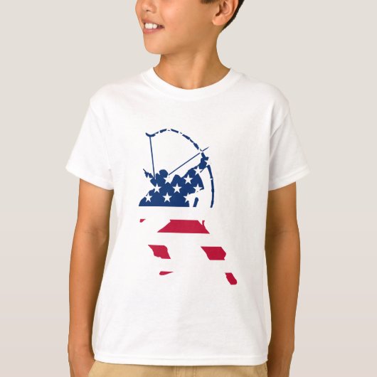 Amerikaanse boogschieten Amerikaanse vlag T-shirt (Voorkant)