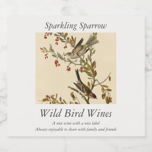 Amerikaanse Boom Sparrow, Amerikaanse vogelvogels Sparkling Wijnetiket (Enkel label)