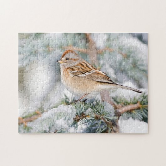 Amerikaanse Boom Sparrow in de winter Legpuzzel (Horizontaal)
