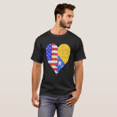 Amerikaanse Bosnische vlag hart T-shirt (Voorkant volledig)