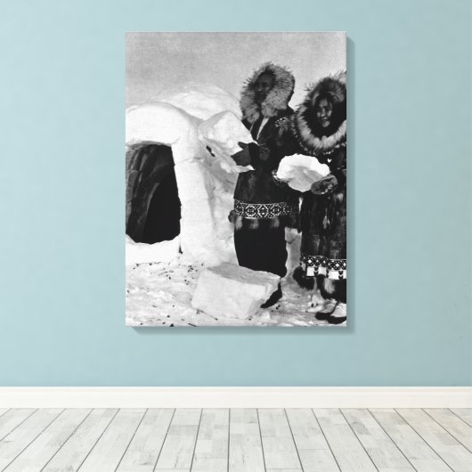 Amerikaanse bouwbedrijven Alaska igloo Canvas Afdruk (Insitu (Houten vloer))