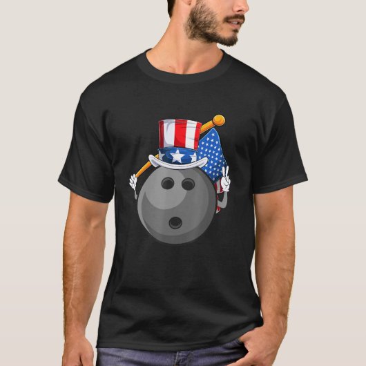 Amerikaanse Bowling Fan 4 juli oom Sam Usa Fla T-shirt (Voorkant)