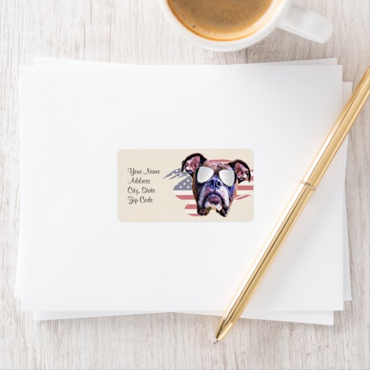 Amerikaanse Boxer Dog Adresetiketten Etiket (Insitu)