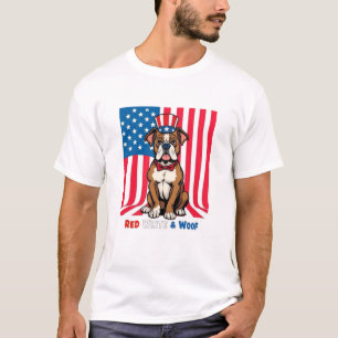Amerikaanse Boxer Red White & Woof T-shirt