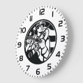 Amerikaanse brandweerman Bold Black and White Grote Klok (Hoek)