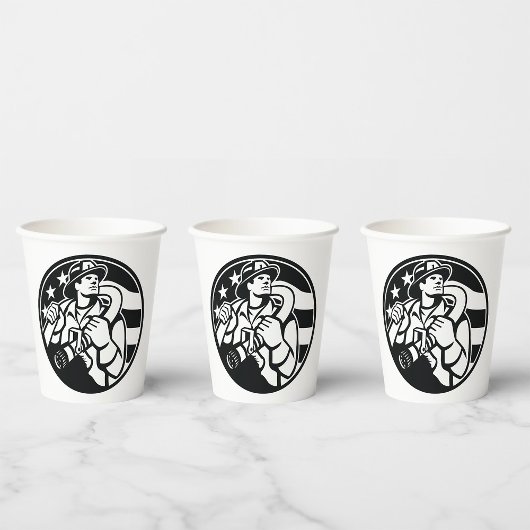 Amerikaanse brandweerman Bold Black and White Papieren Bekers