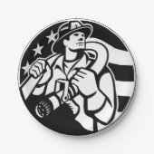 Amerikaanse brandweerman Bold Black and White Papieren Bordje (Voorkant)