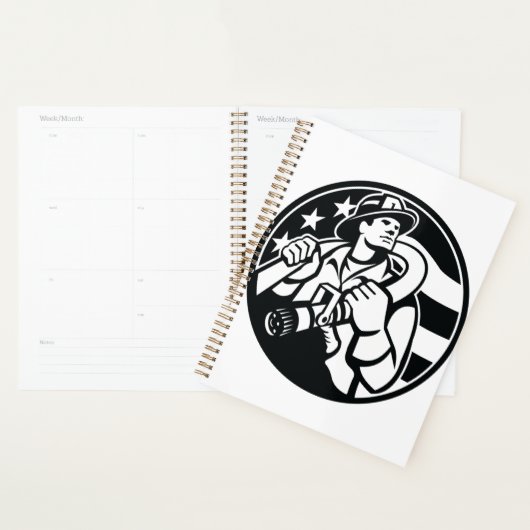 Amerikaanse brandweerman Bold Black and White Planner (Display)