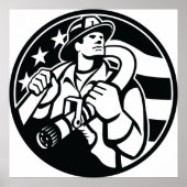 Amerikaanse brandweerman Bold Black and White Poster (Voorkant)