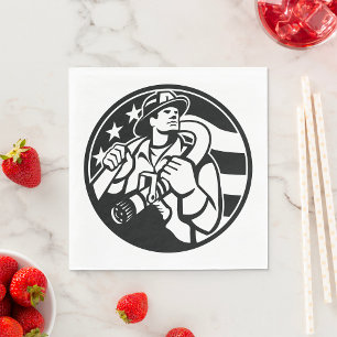 Amerikaanse brandweerman Bold Black and White Servet