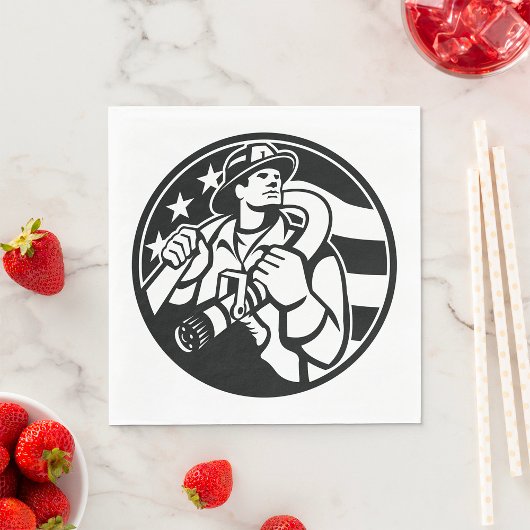 Amerikaanse brandweerman Bold Black and White Servet