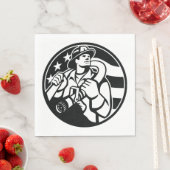 Amerikaanse brandweerman Bold Black and White Servet (Insitu)