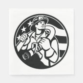 Amerikaanse brandweerman Bold Black and White Servet (Voorkant)