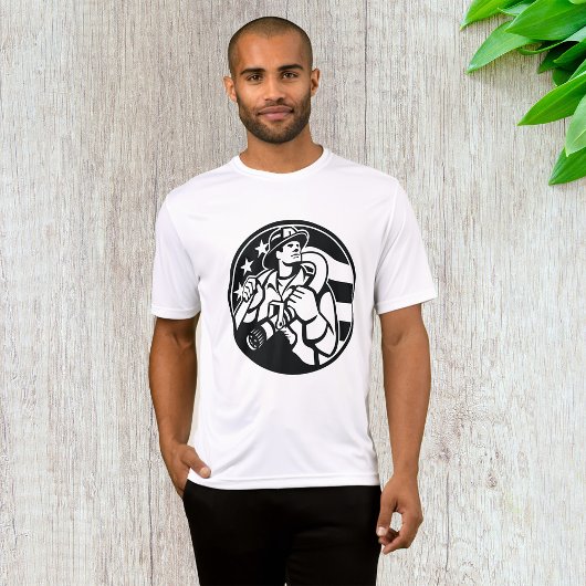 Amerikaanse brandweerman Bold Black and White T-shirt