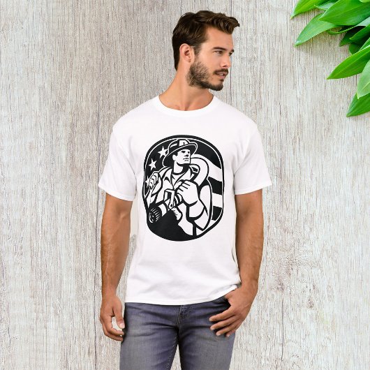 Amerikaanse brandweerman Bold Black and White T-shirt