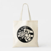 Amerikaanse brandweerman Bold Black and White Tote Bag (Achterkant)