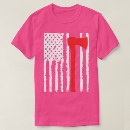 Amerikaanse brandweerman met vuurwapen Red Ax T-shirt (Design voorkant)