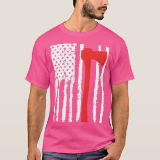 Amerikaanse brandweerman met vuurwapen Red Ax T-shirt