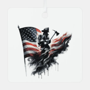 Amerikaanse brandweerman.Vlag van de Verenigde Sta Metalen Ornament
