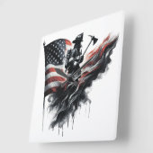 Amerikaanse brandweerman.Vlag van de Verenigde Sta Vierkante Klok (Hoek)