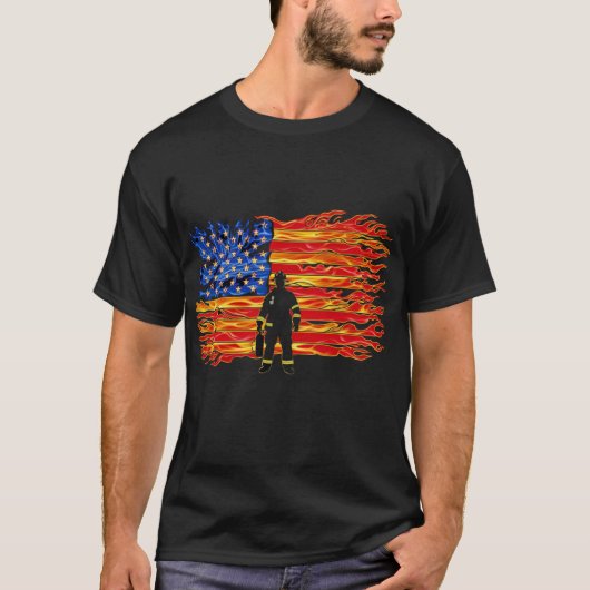 Amerikaanse Brandweervlag - Heroic Flame Design T-shirt (Voorkant)