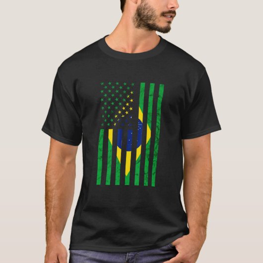 Amerikaanse  Braziliaanse vlag Brasilian Brazi T-shirt (Voorkant)