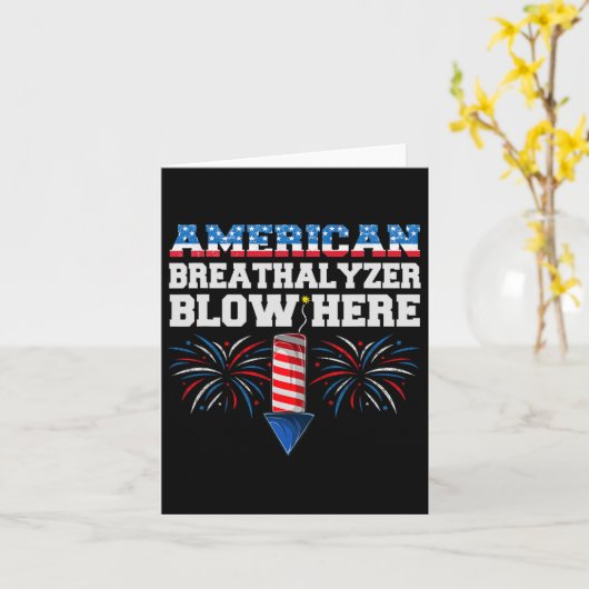 Amerikaanse Breathalyzer Blaas hier 4 juli Grappig Kaart (Gele Bloem)
